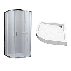 Душова кабіна Koller Pool ROUND 80х80 матове скло, з піддоном Grace та сифоном А47CR