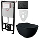 Инсталляция AlcaPlast 4в1 AM101/1120 с унитазом Free Black matt Rim-off с черной матовой круглой кнопкой