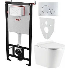 Інсталяція AlcaPlast 4в1 AM101/1120 з унітазом ORION з круглою хромованою кнопкою M671