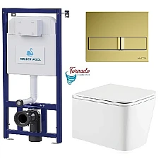 Інсталяція Koller Pool Dune 1200SL + Neon панель змиву + підвісний унітаз Kvadro з сидінням Soft-close (змив Tornado)