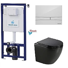 Инсталляция Koller Pool Dune 1200SL + Integro Cosmo панель смыва + подвесной унитаз ROUND с сиденьем Soft-close (смыв Торнадо)