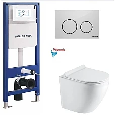 Інсталяція Koller Pool AQUA LINE + TWIST панель змиву + підвісний унітаз ROUND з сидінням Soft-close ( змив Tornado )