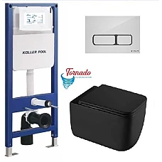 Інсталяція Koller Pool AQUA LINE + EDGE панель змиву + підвісний унітаз KVADRO START з сидінням Soft-close ( змив Tornado )