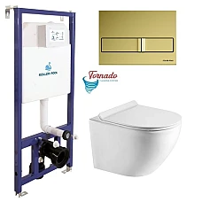 Інсталяція Koller Pool Dune 1200SL + Neon панель змиву KP-226-021 + підвісний унітаз ROUND з сидінням Soft-close (змив Tornado 3.0)