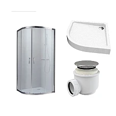 Душова кабіна Koller Pool ROUND 90x90 матове скло, з піддоном Grace та сифоном A47CR-60