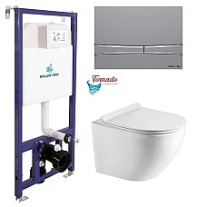 Инсталляция Koller Pool Dune 1200SL + Integro Cosmo панель смыва + подвесной унитаз Round Smart с сиденьем Soft-close (смыл Tornado 3.0)