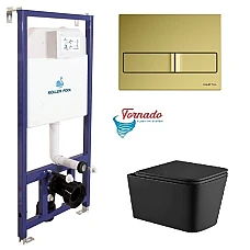 Инсталляция Koller Pool Dune 1200SL + Neon панель смыва + подвесной унитаз KVADRO с сиденьем Soft-close (смыв Торнадо)