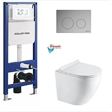 Інсталяція Koller Pool AQUA LINE + TWIST Chrome панель змиву + підвісний унітаз ROUND з сидінням Soft-close ( змив Tornado )