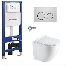 Інсталяція Koller Pool AQUA LINE + TWIST панель змиву + підвісний унітаз ROUND Smart з сидінням Soft-close ( змив Tornado 3.0 )