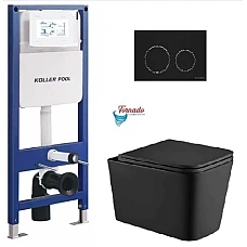 Инсталляция Koller Pool AQUA LINE + TWIST панель смыва + подвесной унитаз KVADRO с сиденьем Soft-close (смыл Tornado)