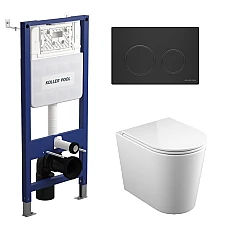 Інсталяція Koller Pool AQUA LINE + TWIST Gun metal панель змиву + унітаз підвісний GRACE з сидінням Soft-close (змив Тоrnado 3)