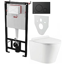 Інсталяція AlcaPlast 4в1 AM101/1120 з унітазом ORION з чорною матовою кнопкою управління M678
