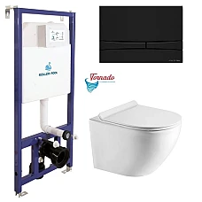 Инсталляция Koller Pool Dune 1200SL+Integro Cosmo панель смыва+подвесной унитаз Round Smart Tornado 3.0