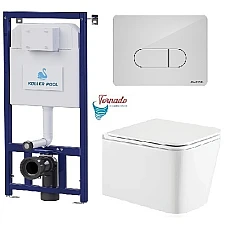 Інсталяція Koller Pool Dune 1200SL + Orion Cosmo панель змиву + підвісний унітаз Kvadro з сидінням Soft-close (змив Tornado)