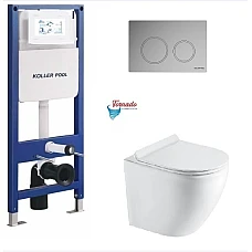 Інсталяція Koller Pool AQUA LINE + TWIST Chrome панель змиву + підвісний унітаз ROUND Smart з сидінням Soft-close ( змив Tornado 3.0 )