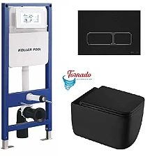 Інсталяція KollerPool AQUA LINE + EDGE панель змиву + підвісний унітаз KVADRO START з сидінням Soft-close ( змив Tornado )