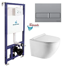 Інсталяція Koller Pool Dune 1200SL + Neon панель змиву + підвісний унітаз Round Smart з сидінням Soft-close (змив Tornado 3.0)