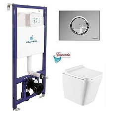 Інсталяція Koller Pool Dune 1200SL + Kvadro Arc панель змиву + підвісний унітаз TREND з сидінням Soft-close (змив Торнадо)