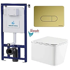 Інсталяція Koller Pool Dune 1200SL + Orion Cosmo панель змиву + підвісний унітаз Kvadro з сидінням Soft-close (змив Tornado)