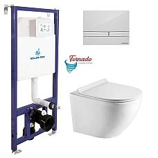 Инсталляция Koller Pool Dune 1200SL + Integro Cosmo панель смыва + подвесной унитаз Round Tornado