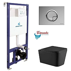 Інсталяція Koller Pool Dune 1200SL + Kvadro Arc панель змиву + підвісний унітаз KVADRO з сидінням Soft-close (змив Торнадо)