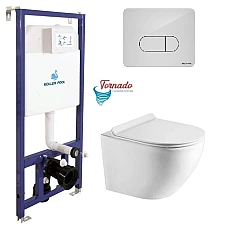 Інсталяція Koller Pool Dune 1200SL + Orion Cosmo панель змиву + підвісний унітаз Round Smart з сидінням Soft-close (змив Tornado 3.0)