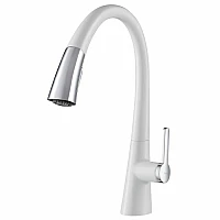 Смеситель для кухни с выдвижным изливом Kraus Nolen KPF-1673CHWH белый