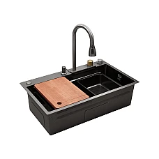 Кухонна мийка Kroner KRP Schwarze - SET7545HM PVD