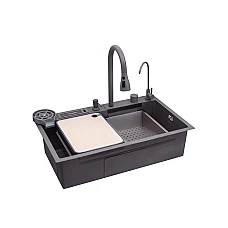 Кухонна мийка Kroner KRP Schwarze - SET7545NG PVD