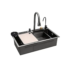 Кухонна мийка Kroner KRP Schwarze - SET7545NB PVD