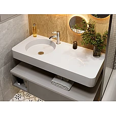 Умивальник MIRAGGIO LOOP 1000 L Miramarble білий глянцевий