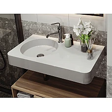 Умивальник MIRAGGIO LOOP 800 L Miramarble білий глянцевий