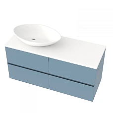 Тумба підвісна Mirater Freya з накладним умивальником 120 Блакитна