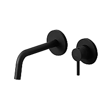 Чорний змішувач для умивальника настінний Paffoni Light LIG007NO70