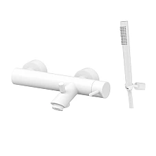 Смеситель для ванны с душевым гарнитуром Paffoni Light LIG023BO белый матовый