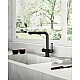 Черный смеситель для кухни с выдвижным изливом, с подключением к фильтру Paffoni Ringo RIN295NO-MET
