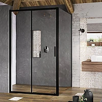 Недвижимая стенка для душа Ravak Blix Slim BLSPS-80 X9BM40300Z1 черный TRANSPARENT