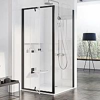 Недвижимая стенка для душа Ravak Pivot PPS-90 90G70300Z1 черный TRANSPARENT