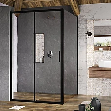 Нерухома стінка для душу Ravak Blix Slim BLSPS-90 X9BM70300Z1 чорний TRANSPARENT
