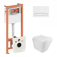 Набір Qtap інсталяція 3 в 1 Nest QT0133M425 з панеллю змиву лінійною QT0111M08V1384W+ унітаз з сидінням Tern QT1733052ERW