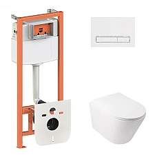 Набір Qtap інсталяція 3 в 1 Nest QT0133M425 з панеллю змиву лінійною QT0111M08V1384W + унітаз з сидінням Swan QT16335178W
