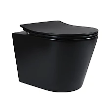 Чорний унітаз підвісний Q-tap Scorpio QT1433053ERMB 51x35 безобідковий з сидінням