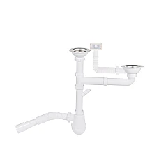 Сифон подвійний для кухонної мийки Lidz (WHI) 60 05 M003 00 (вихід 50 мм)