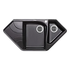 Кухонна мийка з додатковою чашею Lidz 1000x500/225 BLM-14 LIDZBLM141000500225 чорний