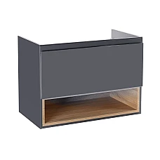 Тумба подвесная Qtap Robin 80х45 QT1374TPВ8002GWO графит/белый дуб