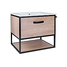 Тумба підвісна з умивальником Qtap Taurus 60х47 QT2472TPT603WO білий дуб