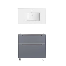 Тумба підлогова Qtap Scorpio 80х46 з умивальником Albatross QT71SC43998 графіт