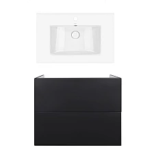 Тумба підлогова Qtap Tern чорна 70х48 з умивальником Albatross