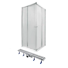 Душова кабіна Qtap PRESTO CRM1099SP5 90x90 скло Pear з лінійним трапом QT Dry FA304-700