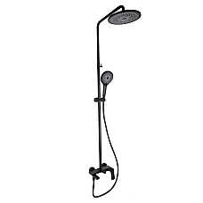 Душова система на три споживача з виливом Qtap Slavonice QTSLA111BLM45911 чорний матовий